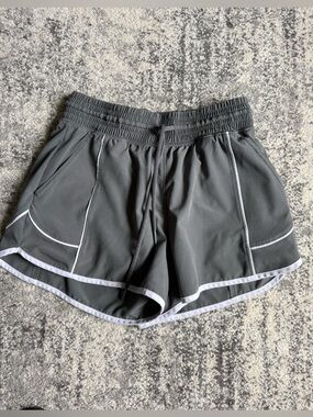 YPB Women's Dark Gray Athletic Shorts with White Trim